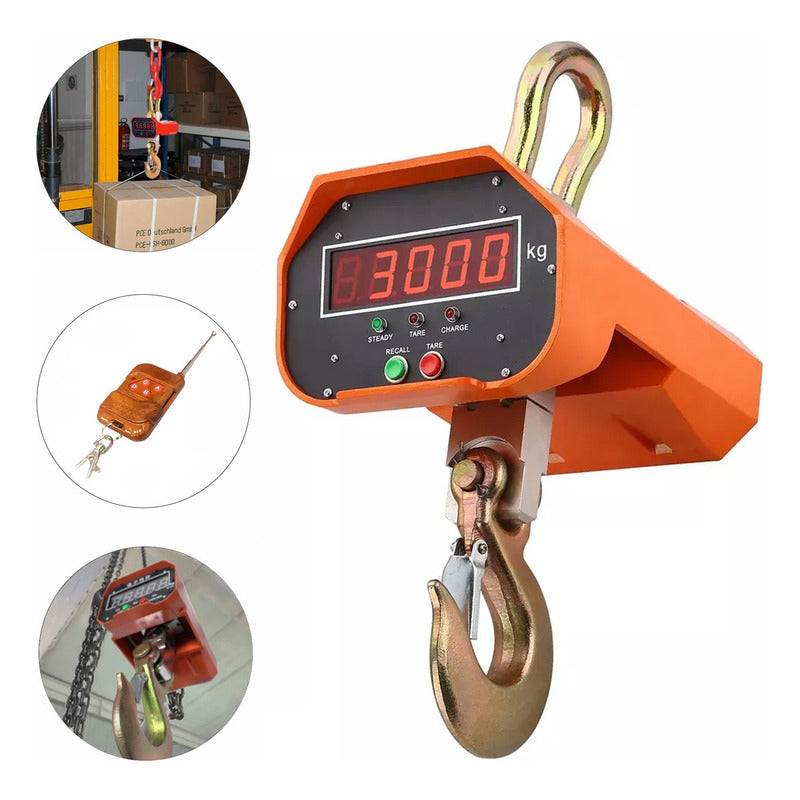 Balanza Romana Pesa Digital 3 Tonelada Con Gancho Industrial