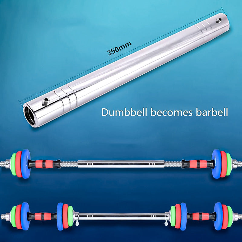 Set Mancuernas Y Barra 20kg Colores Acero Neopreno