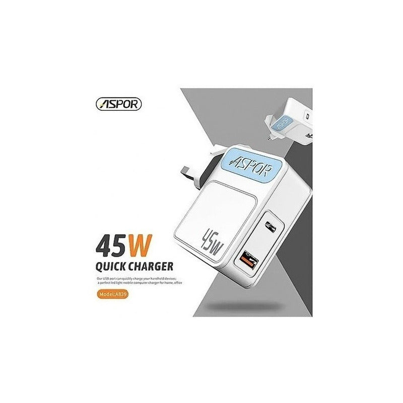 Cargador Carga Rapida 45w Tipo C Y Usb 3.0a