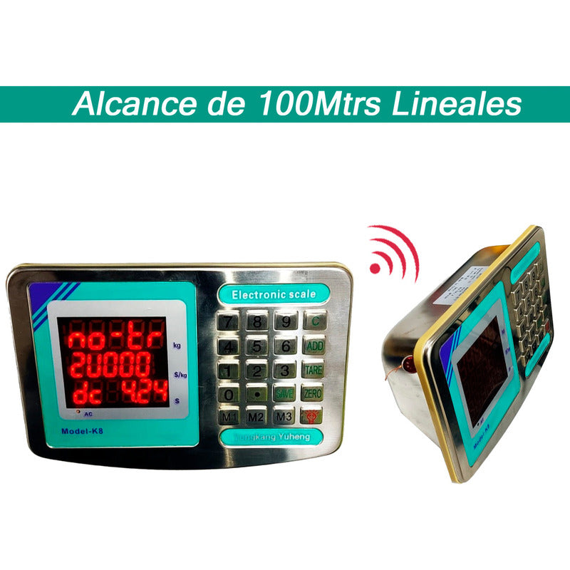 Balanza Plataforma Cabezal Inalambrica 100mtrs 1,2x1,2m 3ton
