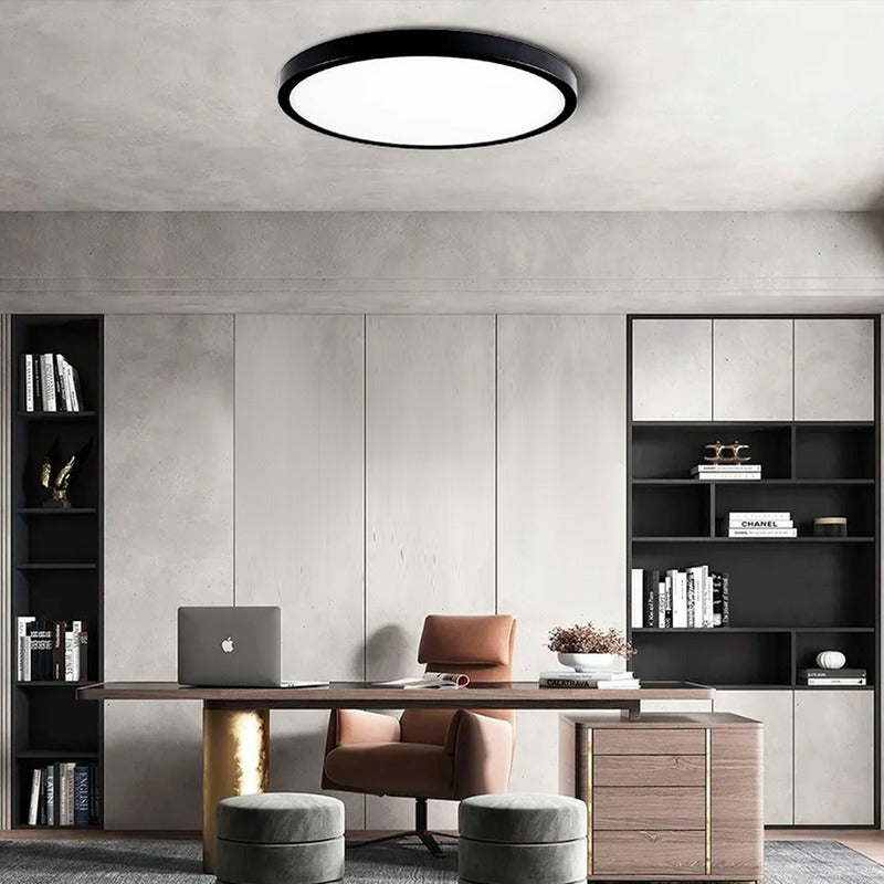 3 Foco Plafon Led Redondo Sobrepuesto 18w Luz Fria Niquel