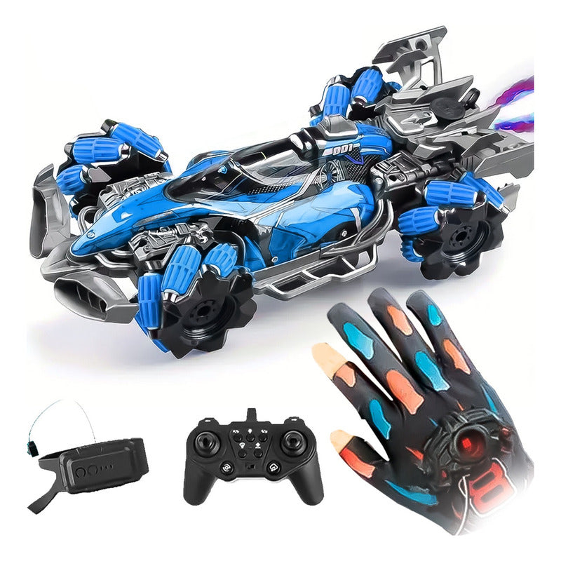 Auto F1 Con Control Gesto Guante 4x4 Lanza Humo Colores Led