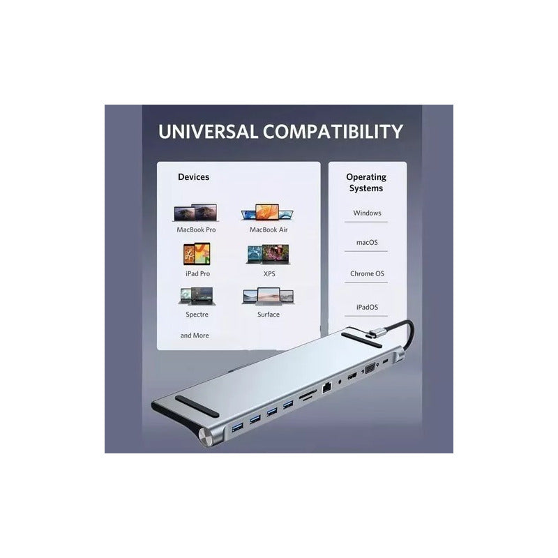 Hub Usb Tipo C 12 En 1 Docking Station Notebook Multipuerto