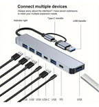 Hub Usb 7 En 1 Adaptador Usb C Puertos Usb3.0/5w Pd/usb-c Mac Multipuertos
