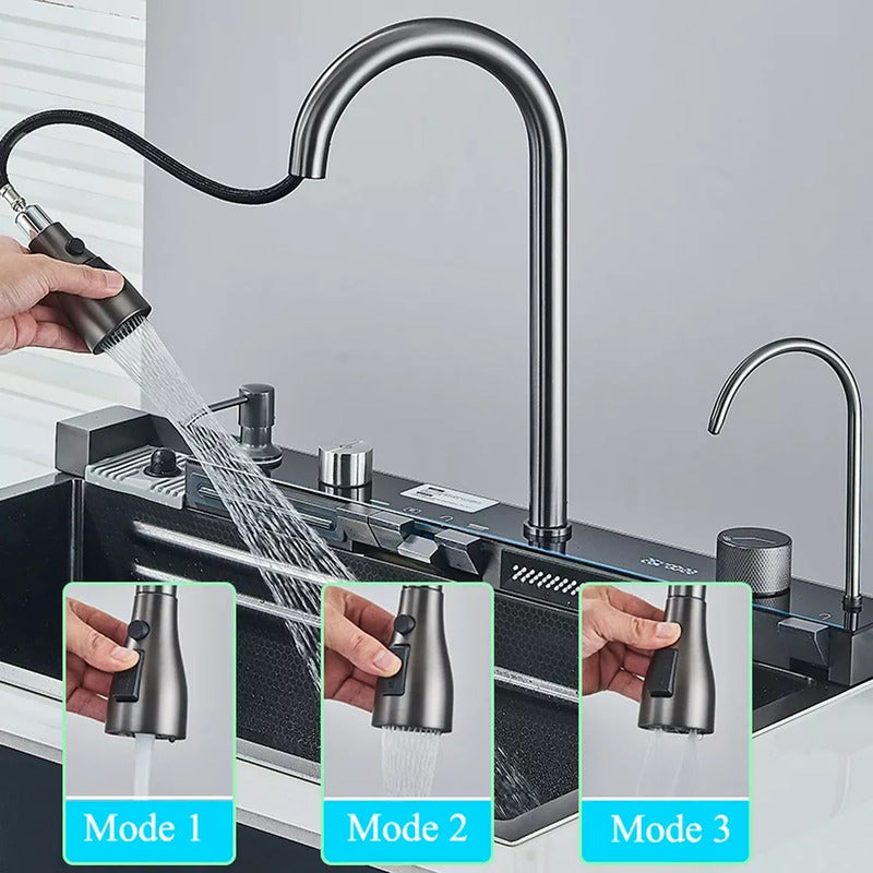 Lavaplatos Cascada Inteligente Smart Lluvia Acero Inoxidable 75x46