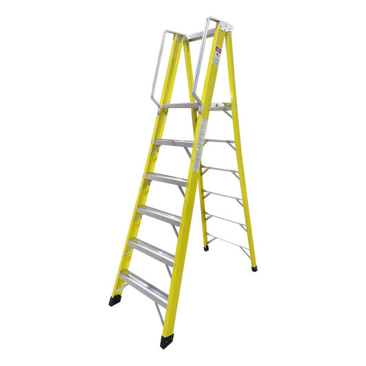 Escalera Industrial Plataforma Fibra De Vidrio 6 Peldaños
