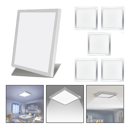 6 Foco Panel Led 48w 60x60cm Sobrepuesto Frio B. Blanco