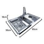 Lavaplatos 80x50cm Acero 304 Lavavasos Empotrable Moderno