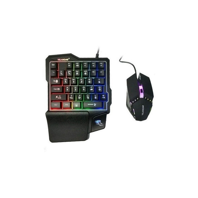 Kit Teclado Una Mano Mouse Gamer Celular Yelandar Rgb
