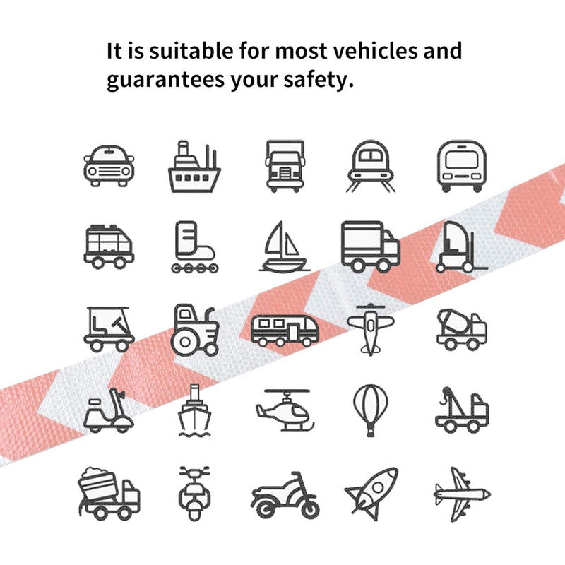 Cinta Reflectante Bicolor Flecha Blanco Rojo 5cm X 25 Mts