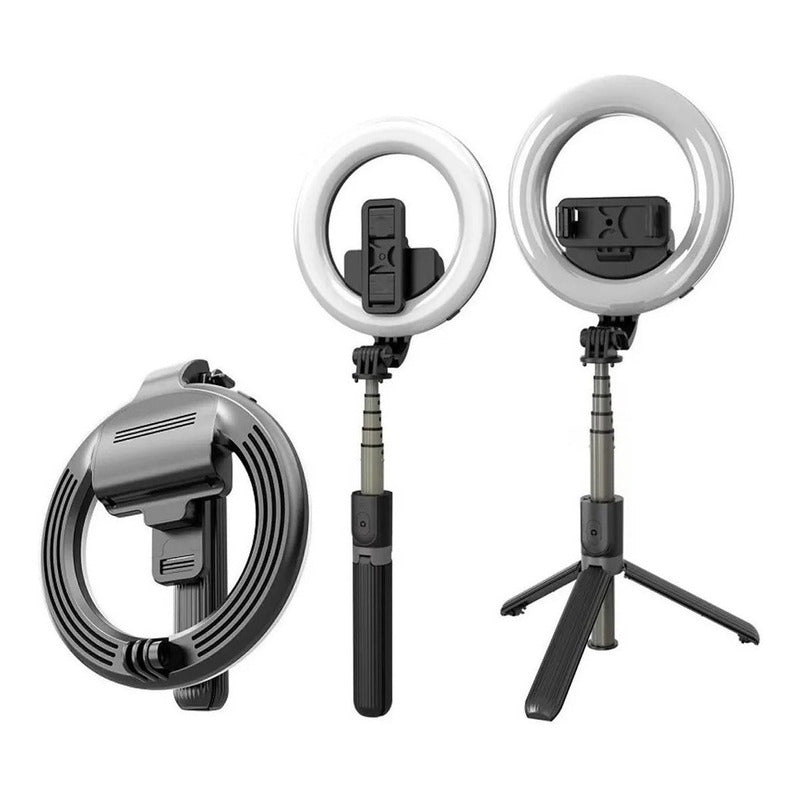 Baston Selfie Con Aro L07 Bluetooh Led Aluminio Con Tripode
