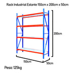 Pack 2 Estante Metálico Rack 150x200x50cm Sin Pernos 400kg