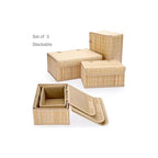 Set 3 Cajas De Bambu Organizadora Multifuncional Closet Baño