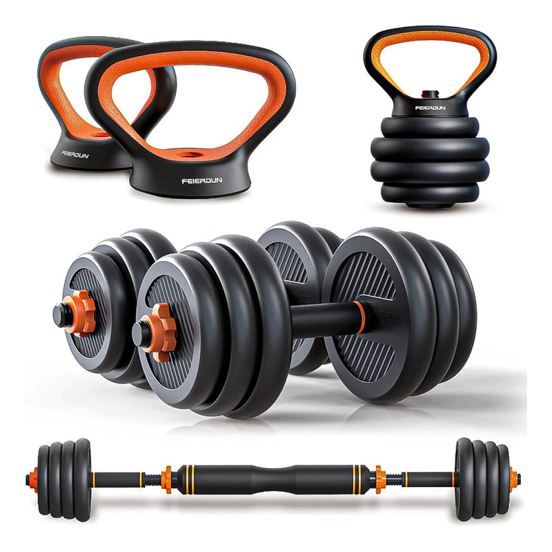 Set Mancuernas Profesional 40kg Kettlebell Barra Boomfit