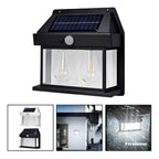 3 Farol Solar Aplique Pared 2 Ampolletas Led Sensor Luz Fría