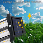 Farol Solar Aplique Pared 4 Led Sensor Movimiento Luz Cálida