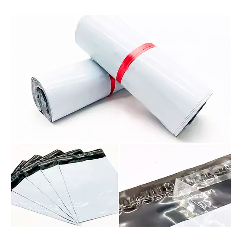 Pack 100 Bolsas Courier Embalaje Blanca Autoadhesivo 25x35cm