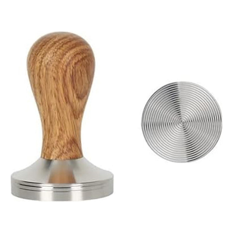 Tamper Acero Madera Para Cafetera Espresso 52mm Barista Cafe