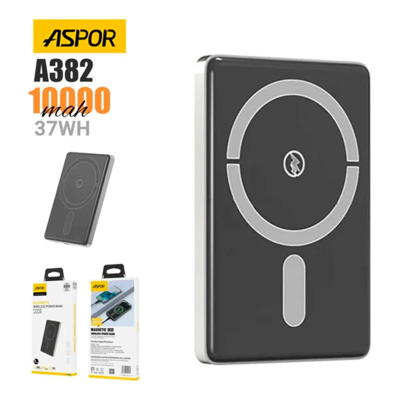 Bateria Portatil Aspor 10000mah A382 Powerbank Magnético