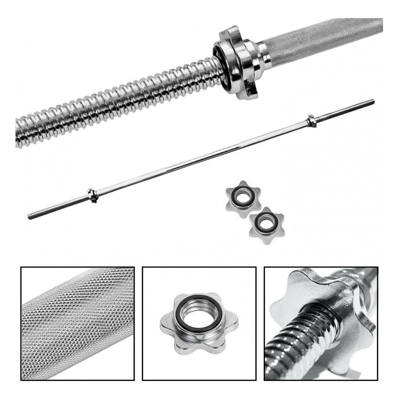 Barra Preolimpica 120cm Recta Cromada Gimnasio Fitness 4.5kg