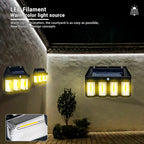 3 Farol Solar Aplique Pared 4 Led Sensor Movimiento L Cálida