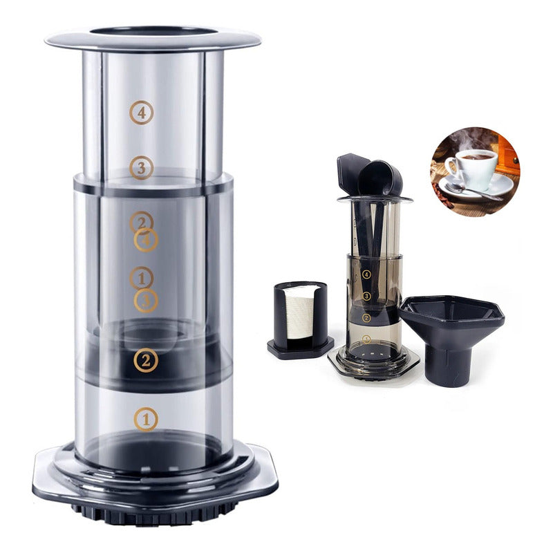 Cafetera Tipo Aeropress Portátil Con Filtros Manual Biancci