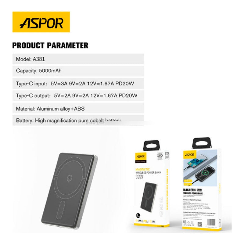 Bateria Portatil De 5000mah Powerbank Magnetico