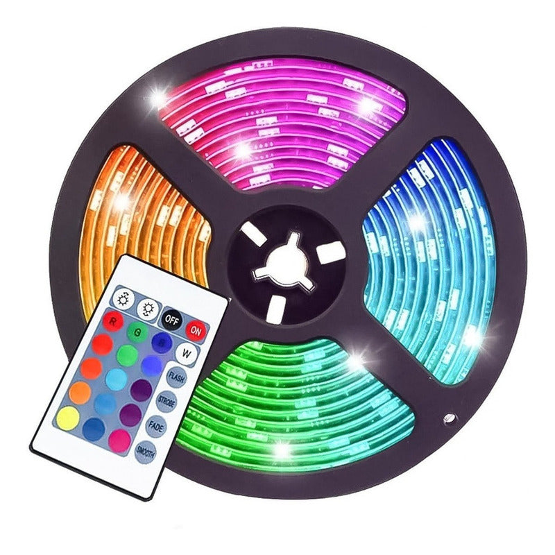 Cintas Led Colores Control Rgb 5 Mtrs Version 5050 Adhesiva
