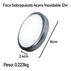3 Foco Plafon Led Redondo Sobrepuesto 12w Luz Fria Niquel