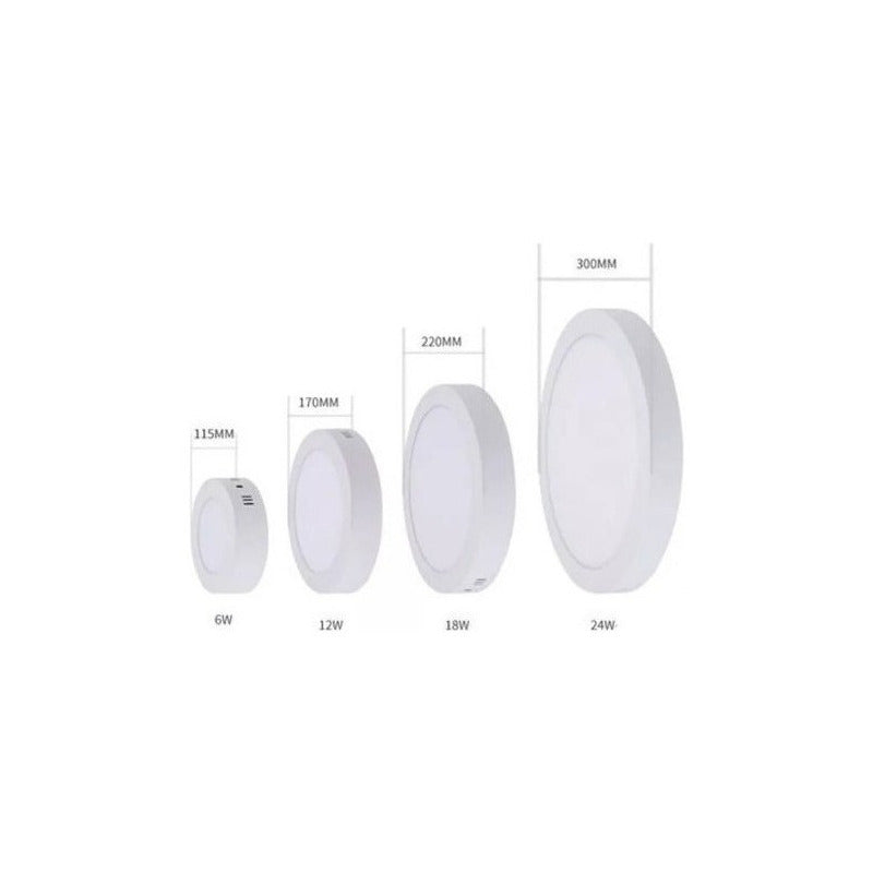 Pack 3 Foco Panel Plafon Sobrepuesto Redondo 18w Blanco Fria