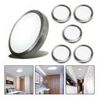 5 Foco Plafon Led Redondo Sobrepuesto 24w Luz Fria Niquel