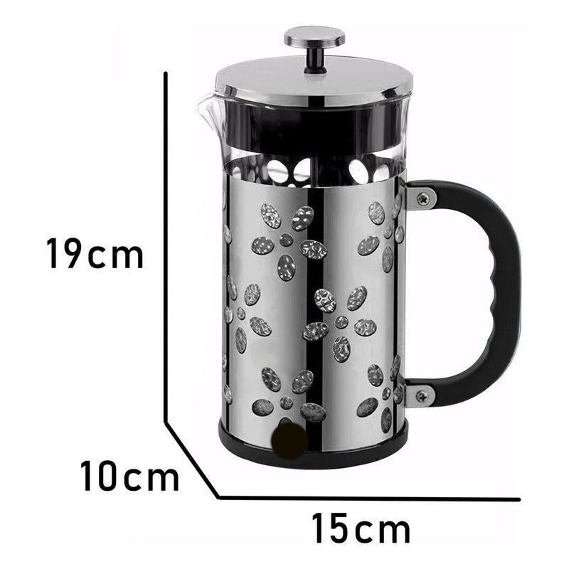 Prensa Francesa De Vidrio Y Metal Negro Cafetera 1 Litro