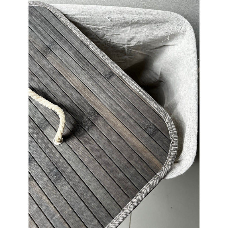 Cesto Canasto Ropa Sucia Bambu Whitmor 60 Cm Con Tapa Y Asas