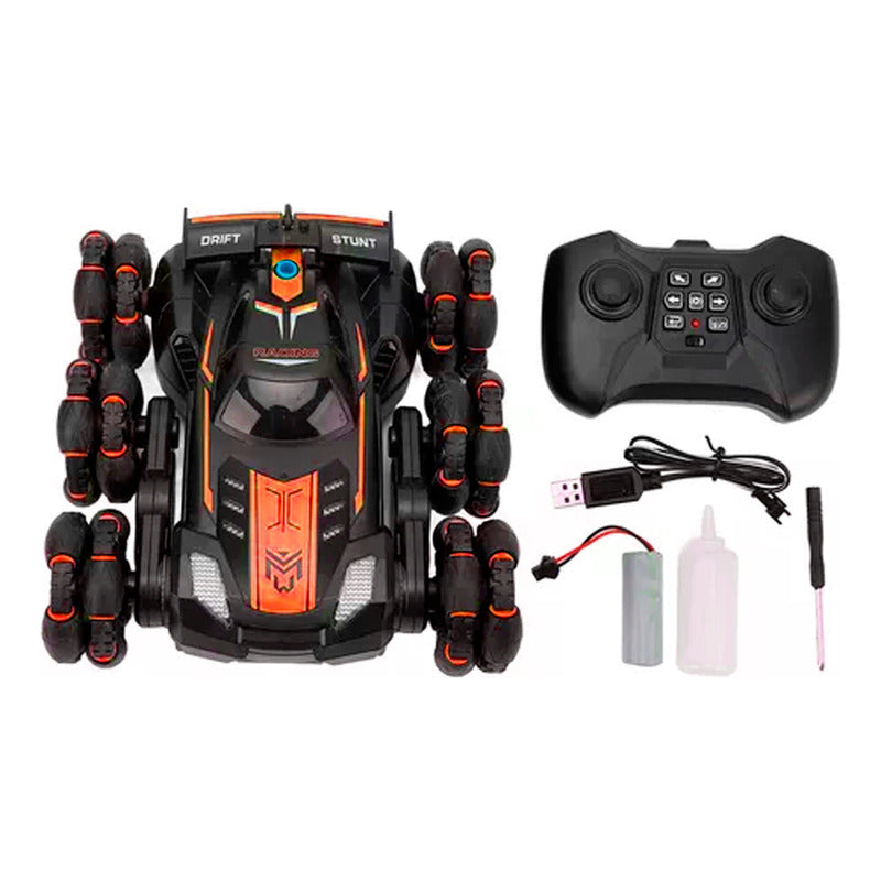 Auto De Acrobacia Rc Stunt Car 6 Ruedas Luz Sonido 2.4ghz