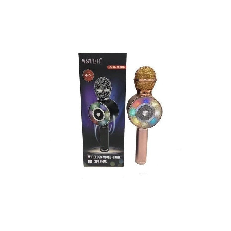 Microfono Karaoke Con Bluetooth Y Parlante Incluye Luces