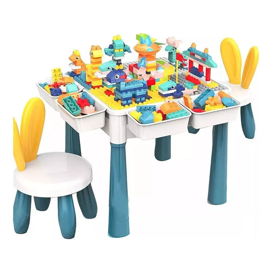 Mesa De Bloques Didactica Construccion 200 Pcs Y 2 Sillas