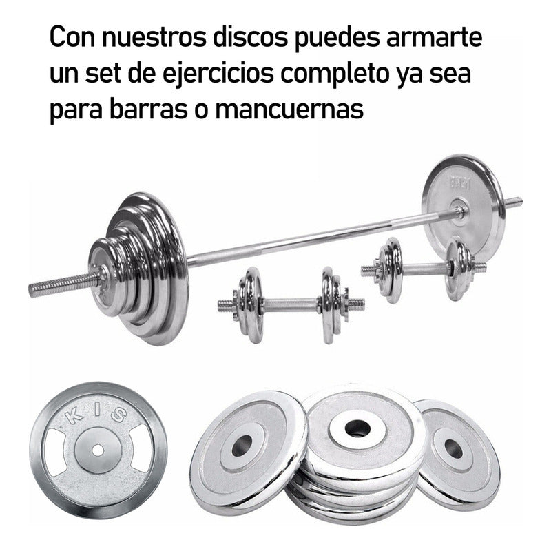 Disco Preolímpico 5 Kg Cromado Pesas Profesional Con Agarres