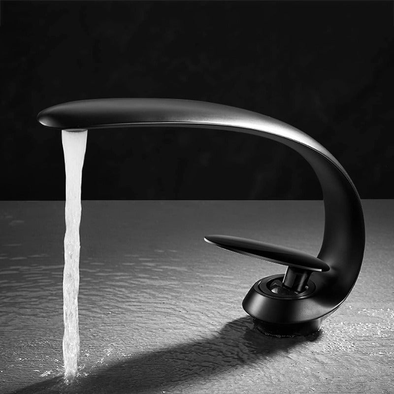 Llave Lavamanos Curva Premium Acero Inoxidable Niquel Baño