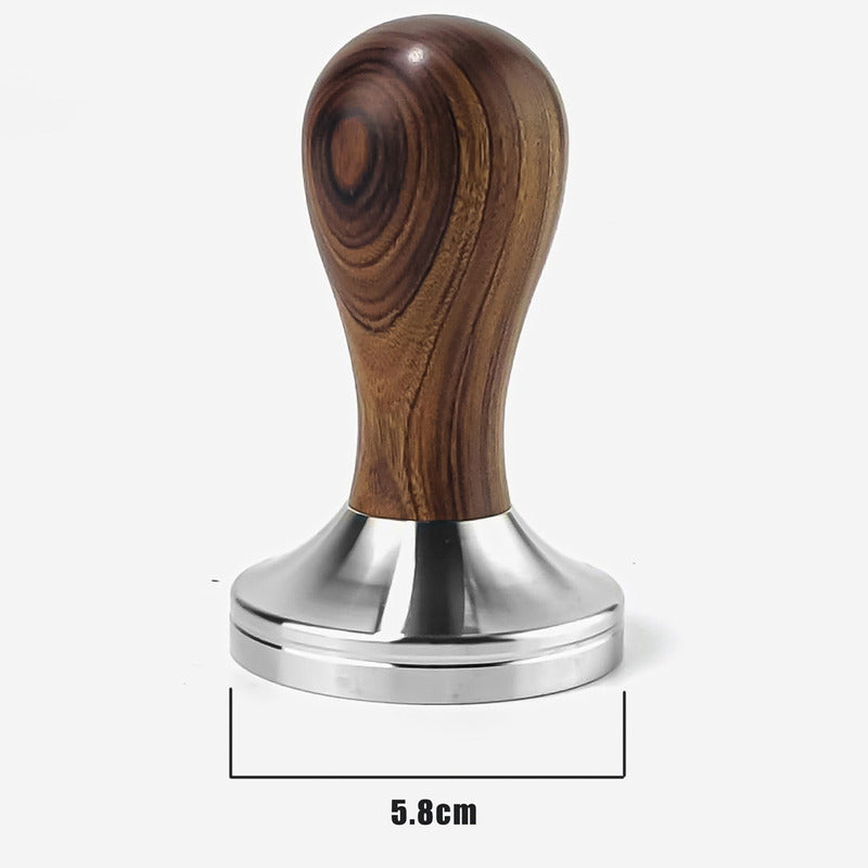 Tamper Acero Madera Para Cafetera Espresso 58mm Barista Cafe