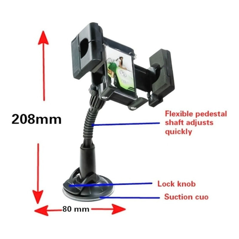 Soporte Celular Auto Rejilla Ventosa Fly Con Brazo Flexible
