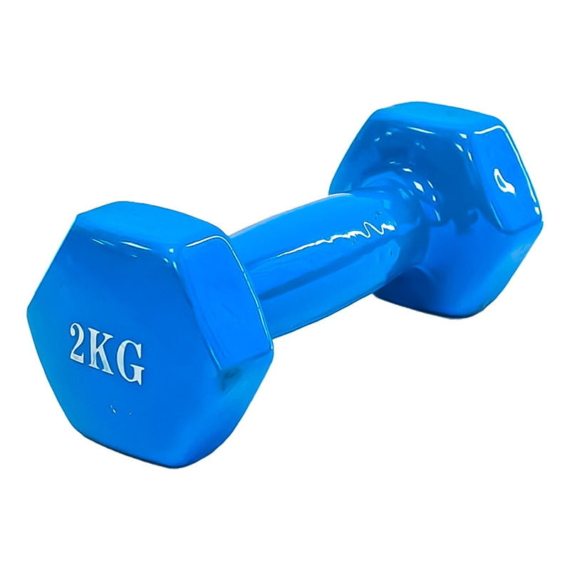 Pesa Mancuerna 2kg Antideslizantes Vinilo Fitness Ejercicios