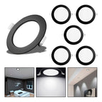 5 Foco Plafon Embutido Redondo 18w Luz Fria Borde Negro