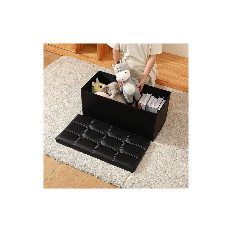 Puff Baul Silla Plegable Ecocuero Organizador 38cm X 76cm