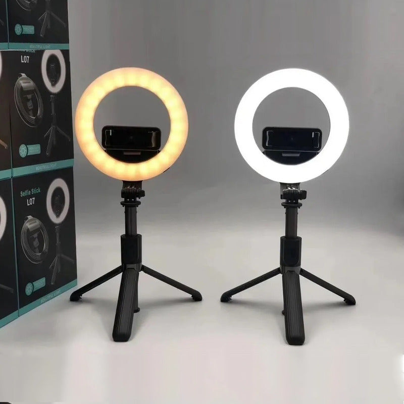 Baston Selfie Con Aro L07 Bluetooh Led Aluminio Con Tripode