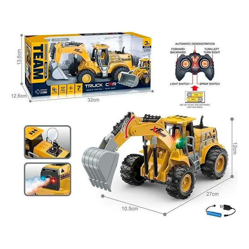 Excavadora Brazo Eléctrico A Control Sonido Humo Luz