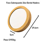 Foco Plafon Led Redondo Sobrepuesto 36w Luz Fria Madera