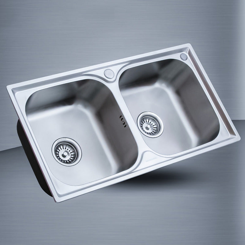 Lavaplatos Clasico Doble 78x42 Sobrepuesto Acero Inoxidable