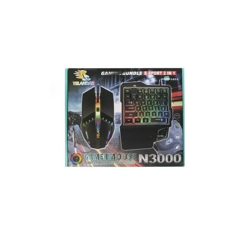 Kit Teclado Una Mano Mouse Gamer Celular Yelandar Rgb