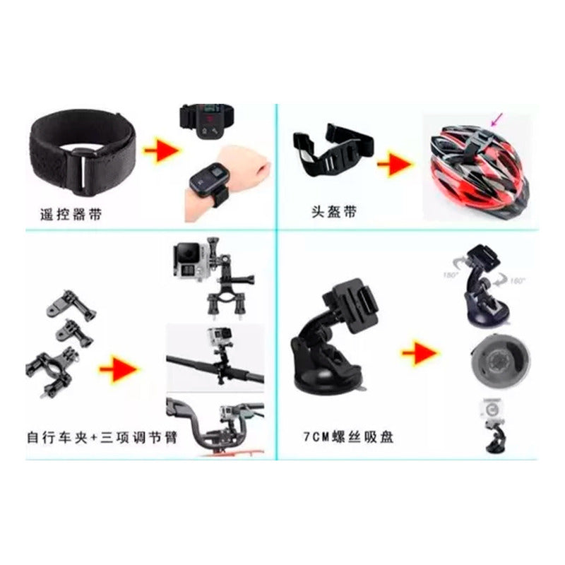 Kit Maleta Gopro Accesorios Para Camara Deportiva 50 Piezas
