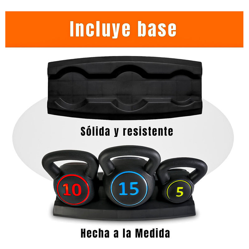 Kettlebell Set 3 Pesas Rusas 2.5/4.5/7 Kg Con Base Boomfit